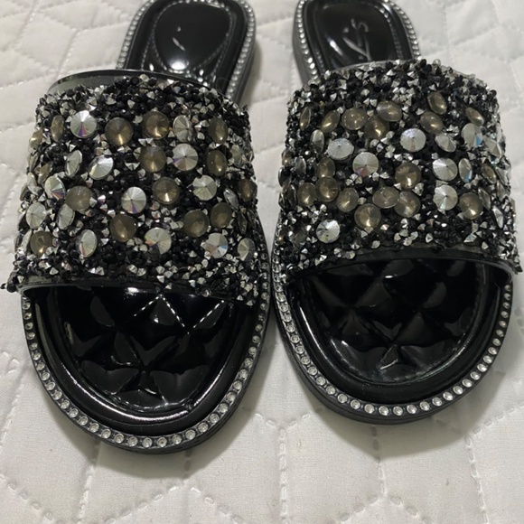 BLING SANDALS RED AND BLACK SIZE 8 - Picture 7 of 8